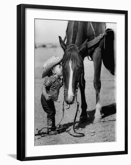 Jean Anne Evans, 14 Month Old Texas Girl Kissing Her Horse-Allan Grant-Framed Photographic Print