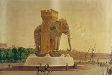 View of the Elephant Fountain at the Place de La Bastille, circa 1805-1810-Jean Antoine Alavoine-Giclee Print