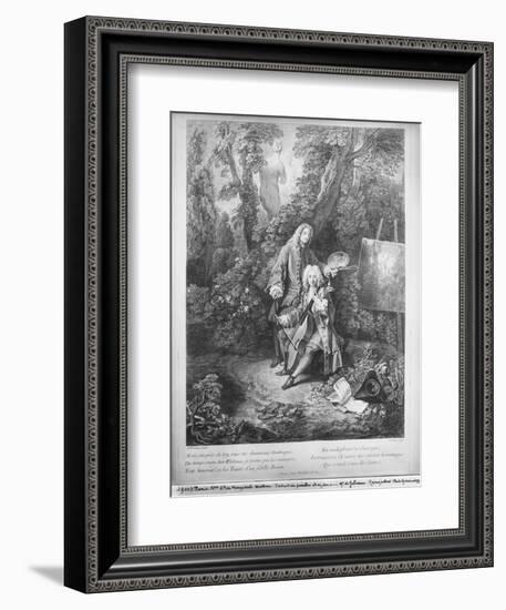 Jean Antoine Watteau and His Friend Monsieur De Julienne, Engraved by Nicolas Henri Tardieu-Jean Antoine Watteau-Framed Giclee Print