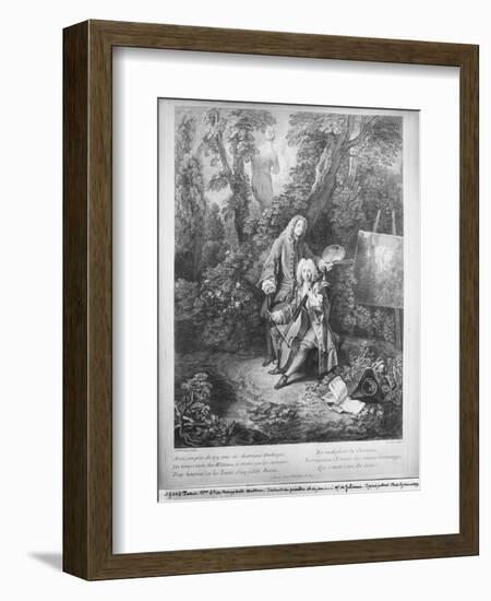 Jean Antoine Watteau and His Friend Monsieur De Julienne, Engraved by Nicolas Henri Tardieu-Jean Antoine Watteau-Framed Premium Giclee Print