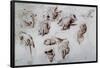 JEAN ANTOINE WATTEAU/ DRAWINGS OF HANDS. Location: MUSEO CONDE, CHANTILLY, FRANCE-Jean Antoine Watteau-Framed Poster