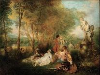 Rococo genre scene: French Comedy --Jean Antoine Watteau-Giclee Print