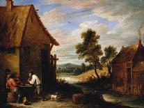 A River Landscape with Peasants Outside a Tavern-Jean B?raud-Framed Stretched Canvas