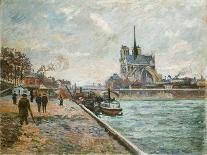 The Bridge of the Archbishop's Palace and the Apse of Notre-Dame, Paris. Ca. 1880-Jean-Baptiste Armand Guillaumin-Mounted Giclee Print