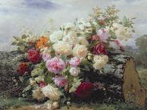 Still life with flowers and raspberries-Jean Baptiste Robie-Giclee Print