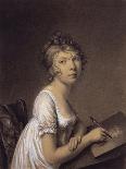 A Woman Drawing a Self-Portrait-Jean-Baptiste-Jacques Augustin-Laminated Giclee Print
