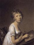 A Woman Drawing a Self-Portrait-Jean-Baptiste-Jacques Augustin-Mounted Giclee Print