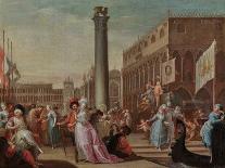 Venice - Comedians on the Piazzetta, 18Th Century (Oil on Canvas)-Jean Baptiste Leprince-Giclee Print