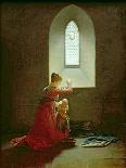 Genevieve of Brabant Baptising Her Son in Prison-Jean Baptiste Mallet-Stretched Canvas