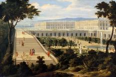 Perspective View of the Chateau of Versailles Seen from the Neptune Fountain, 1696-Jean-Baptiste Martin-Giclee Print