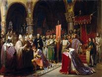 King Louis VII Takes the Standard at Saint-Denis-Jean-Baptiste Mauzaisse-Mounted Giclee Print