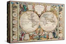 Antique Map, Mappe Monde, 1755-Jean-baptiste Nolin-Mounted Art Print