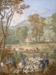 Plaque représentant les chasses de Louis XVI-Jean Baptiste Oudry-Framed Stretched Canvas