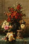 Still life with flowers and raspberries-Jean Baptiste Robie-Giclee Print