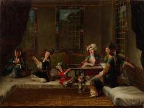 Women Embroidering, 1730s-Jean-Baptiste Vanmour-Framed Giclee Print