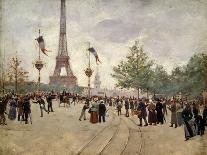 The entrance to the Universal Exhibition of 1889 Paris showing the Eiffel tower.-Jean Beraud-Giclee Print