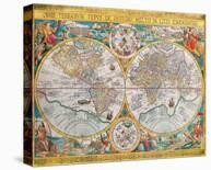 Antique Map, Orbis Terrarum, 1636-Jean Boisseau-Framed Premium Giclee Print