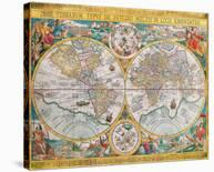 Stereographic World Map of the Eastern and Western Hemispheres-Jean Boisseau-Stretched Canvas