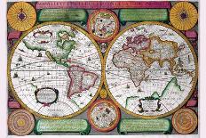 Stereographic World Map of the Eastern and Western Hemispheres-Jean Boisseau-Stretched Canvas