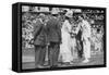 Jean Borotra Receives His Medal from Queen Mary on Centre Court, 1926-null-Framed Stretched Canvas