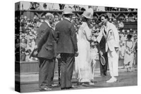 Jean Borotra Receives His Medal from Queen Mary on Centre Court, 1926-null-Stretched Canvas