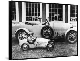 Jean Bugatti and Roland Bugatti Sons of Ettore Bugatti in Cars Made by their Father, C. 1928-null-Framed Stretched Canvas