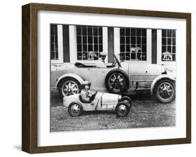 Jean Bugatti and Roland Bugatti Sons of Ettore Bugatti in Cars Made by their Father, C. 1928-null-Framed Photo