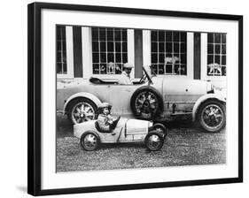 Jean Bugatti and Roland Bugatti Sons of Ettore Bugatti in Cars Made by their Father, C. 1928-null-Framed Photo