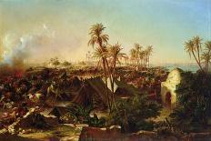 Battle with Palm Trees and Tents (Oil on Canvas)-Jean Charles Langlois-Giclee Print