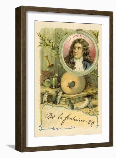 Jean De La Fontaine and a Scene from His Fable the Rat Retired from the World-null-Framed Giclee Print