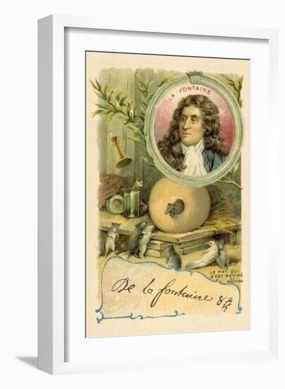 Jean De La Fontaine and a Scene from His Fable the Rat Retired from the World-null-Framed Giclee Print