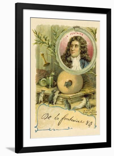 Jean De La Fontaine and a Scene from His Fable the Rat Retired from the World-null-Framed Giclee Print