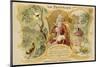 Jean de la Fontaine with Scenes from Two of His Fables-null-Mounted Art Print