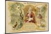 Jean de la Fontaine with Scenes from Two of His Fables-null-Mounted Art Print