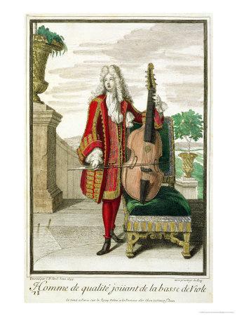 Gentleman Playing the Cello, Published circa 1688-90