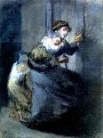 Woman Carding Wool-Jean-François Millet-Giclee Print