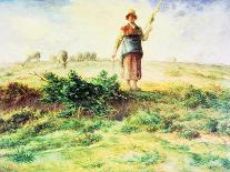 A Shepherdess and her Flock by Millet-Jean-Francois Millet-Giclee Print