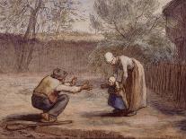 A Shepherdess and her Flock by Millet-Jean-Francois Millet-Giclee Print