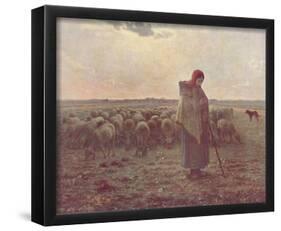 Jean-François Millet (II) (Shepherdess) Art Poster Print-null-Framed Poster