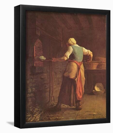 Jean-François Millet (II) (Woman baking bread) Art Poster Print-null-Framed Poster