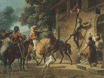 Don Quixote Standing on the Hindquarters of His Horse to Reach the Window of Dulcinea-Jean-frederic Schall-Framed Giclee Print