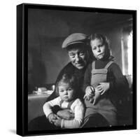 Jean Gabin and His Children-DR-Framed Stretched Canvas