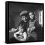 Jean Gabin and His Children-DR-Framed Stretched Canvas