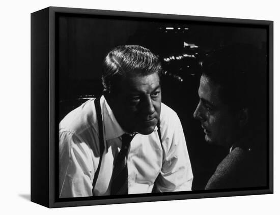 Jean Gabin and Jean Desailly: Maigret Tend Un Piège, 1958-Marcel Dole-Framed Stretched Canvas