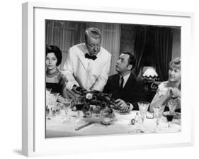 Jean Gabin, Philippe Noiret, Liselotte Pulver and Berthe Granval: Monsieur, 1964-Marcel Dole-Framed Photographic Print