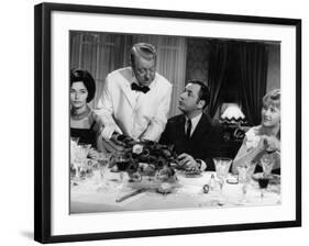 Jean Gabin, Philippe Noiret, Liselotte Pulver and Berthe Granval: Monsieur, 1964-Marcel Dole-Framed Photographic Print