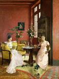 Two Women Reading in an Interior-Jean Georges Ferry-Framed Stretched Canvas