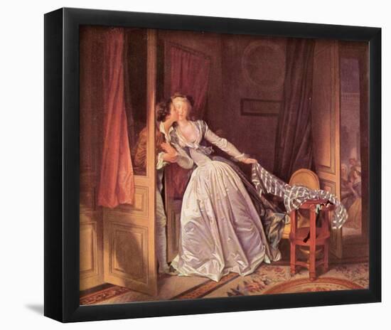 Jean-Honoré Fragonard (The secret kiss) Art Poster Print-null-Framed Poster