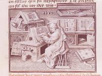 The Copyist Jean Mielot (Fl.1448-68) Working in His Scriptorium, Flemish-Jean I Le Tavernier-Giclee Print