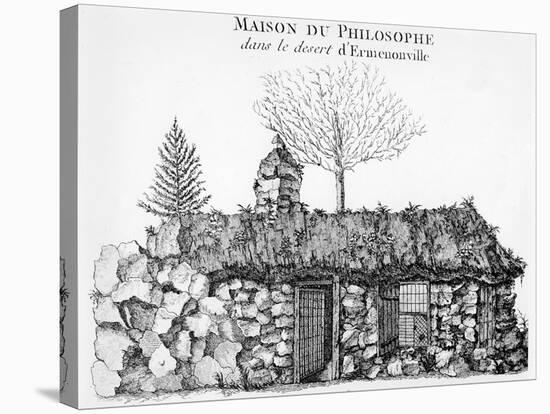 Jean-Jacques Rousseau's Hermitage in Ermenonville (Engraving) (See also 168374)-French-Stretched Canvas